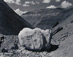 <em>White Boulder, Black Place, New Mexico</em> 1945<br />Gelatin silver print<br />Image: 8 x 10"; Mount: 15 x 18"