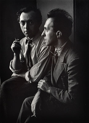 <em>Moses Soyer and Raphael Soyer</em>, 1942<br>Gelatin silver print</br>Image: 9 1/2 x 6 7/8”; Mount: 17 x 14"