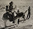 Laura Gilpin (1891 - 1979)<br><em>Christmas Card (Mother and Children on Burro)</em>, 1953</br>Gelatin silver print<br>Image: 3 3/4 x 4 5/8"