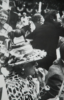 <em>Untitled (Women with Donkey Hat)</em>, nd<br>Gelatin silver print</br>Image: 3 1/4 x 5”; Paper: 3 1/2 x 5 1/2"