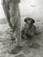 <em>Untitled (Dog Looking up at Man),</em>c. 1950s/1960s<br />Gelatin silver print<br />Image: 12 x 9"